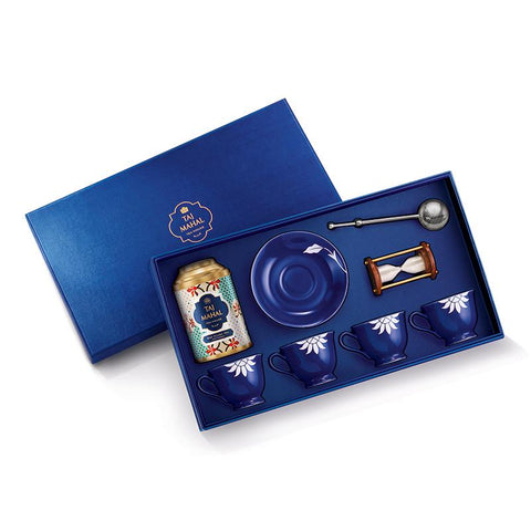Hindol Bone China Gift Set for Four with Darjeeling 2nd Flush Tea and Accessories