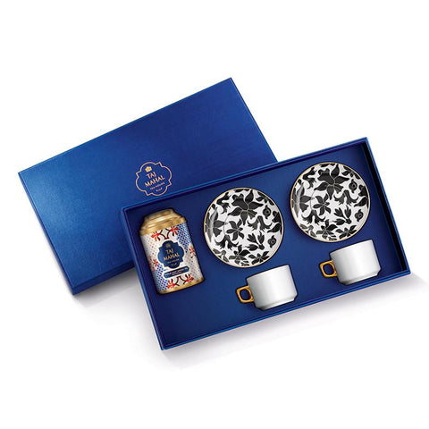 Bahar 24K Gold Plated Gift Set for Two with Darjeeling Whole Leaf Green Tea